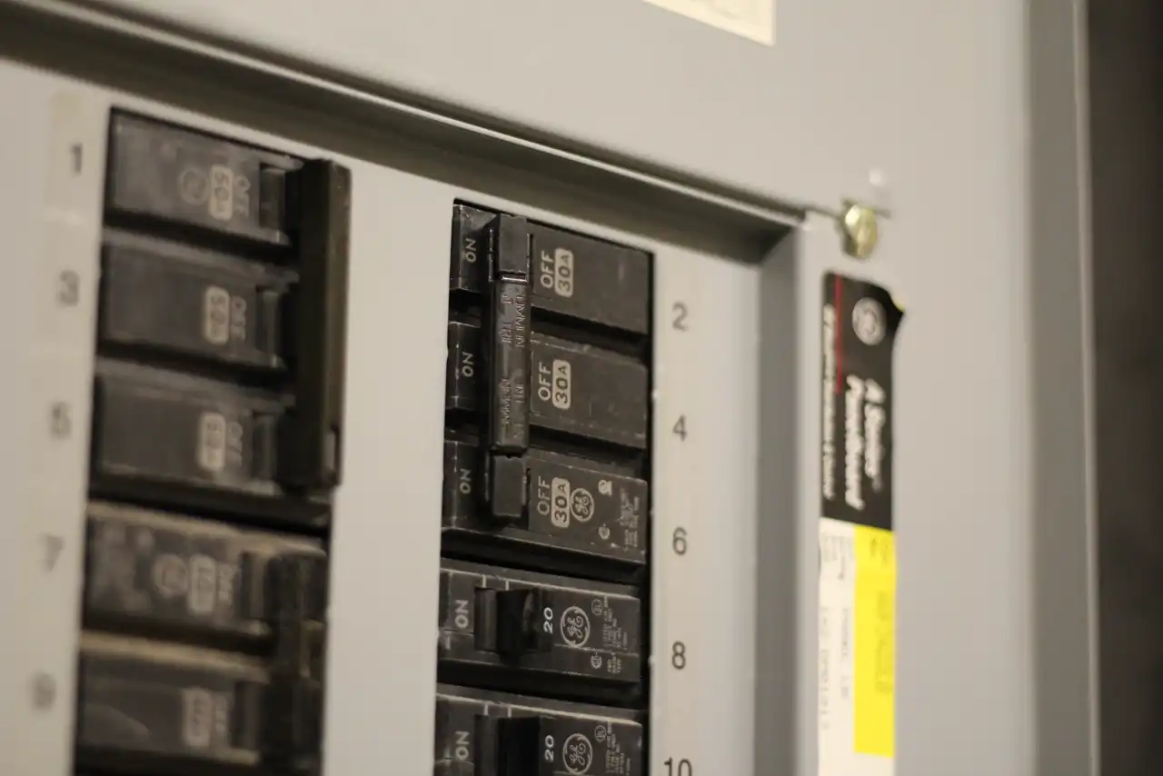 Residential breaker panel up close