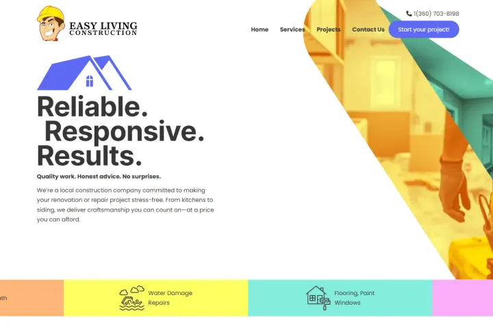 Easy Living Construction Wa website