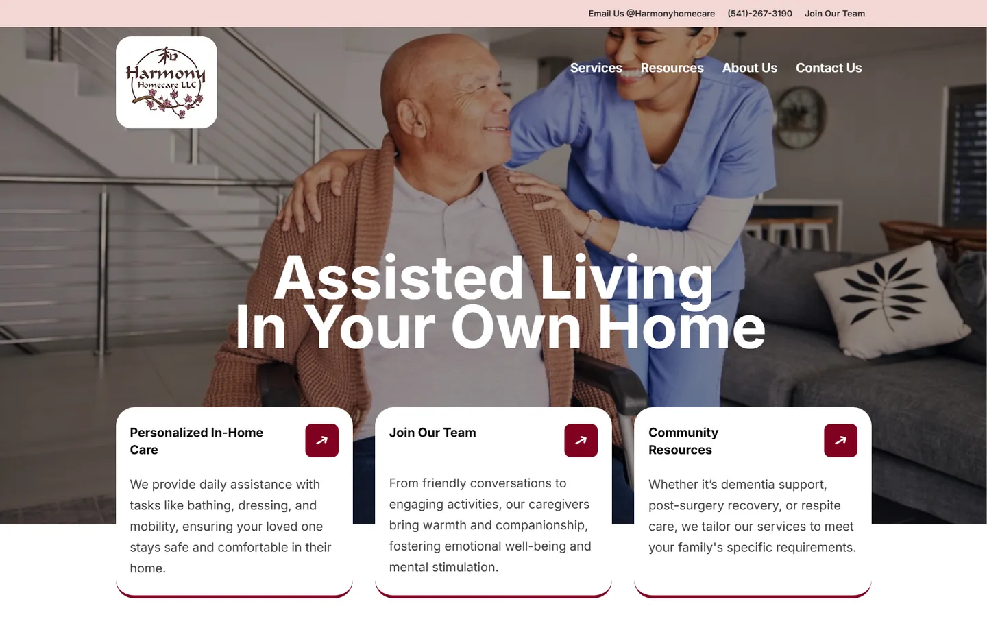 Harmony Homecare website